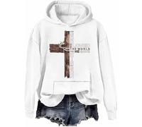Sweat à capuche avec croix chrétienne « For God So Loved the World That He Gave His Only Son », Blanc-h, S