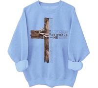 Sweat à capuche avec croix chrétienne « For God So Loved the World That He Gave His Only Son », bleu ciel, L