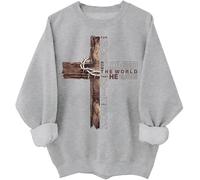 Sweat à capuche avec croix chrétienne « For God So Loved the World That He Gave His Only Son », gris, 3XL