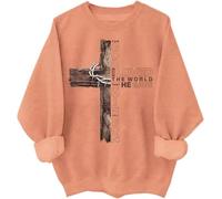 Sweat à capuche avec croix chrétienne « For God So Loved the World That He Gave His Only Son », Hami Orange, M