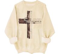 Sweat à capuche avec croix chrétienne « For God So Loved the World That He Gave His Only Son », Khika., S