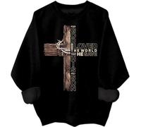 Sweat à capuche avec croix chrétienne « For God So Loved the World That He Gave His Only Son », Noir , 3XL