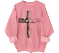 Sweat à capuche avec croix chrétienne « For God So Loved the World That He Gave His Only Son », rose, 3XL
