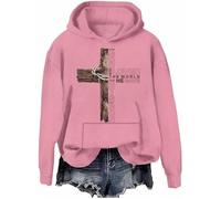 Sweat à capuche avec croix chrétienne « For God So Loved the World That He Gave His Only Son », Rose., L