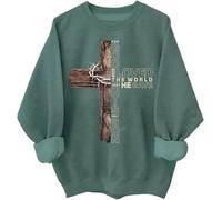 Sweat à capuche avec croix chrétienne « For God So Loved the World That He Gave His Only Son », Vert, XXL