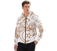Sweat À Capuche avec Fermeture Éclair Intégrale Et Homme Algérie Emblème National Coupe Ample Confortable Style Urbain Poches Pratiques Classique Polyvalent