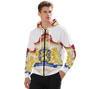 Sweat À Capuche avec Fermeture Éclair Intégrale Et Homme Royaume des Pays-Bas Emblème National Coupe Ample Confortable Grandes Poches Avant Style Urbain Classique Polyvalent