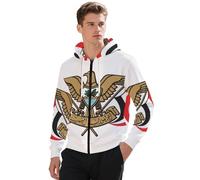 Sweat À Capuche avec Fermeture Éclair Intégrale Et Homme Sport Veste Zippée Légère Hiver Cardigan Imprimé Yémen Emblème National Grandes Poches Avant Léger Chaud