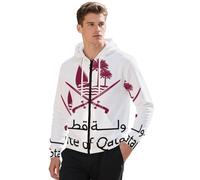 Sweat À Capuche avec Fermeture Éclair Intégrale Et Homme Sport Veste Zippée Légère Hiver Cardigan Imprimé Qatar Emblème National Grandes Poches Avant Léger Chaud