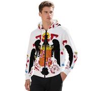 Sweat À Capuche avec Fermeture Éclair Intégrale Et Homme Sport Veste Zippée Légère Hiver Cardigan Imprimé La Période Franquiste en Espagne Emblème National Grandes Poches Avant Léger Chaud