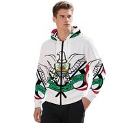 Sweat À Capuche avec Fermeture Éclair Intégrale Et Homme Yémen Arabe Emblème National Coupe Ample Confortable Manches Longues Poches Facile À Enfiler
