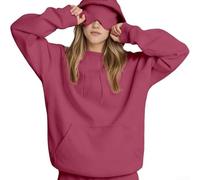 Sweat à capuche avec finition unie pour femme avec manches longues, style pull et intégration subtile d'un masque pour les yeux (XL, rouge)