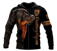 Sweat à capuche avec imprimé 3D en forme de Rottweiler - Unisexe - Avec fermeture éclair - Style décontracté - Sudadera Hombre, Sweat à capuche zippé., XL