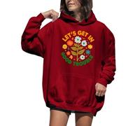 Sweat à capuche avec imprimé floral « Lets Get In Good Trouble » pour femme, bordeaux, S