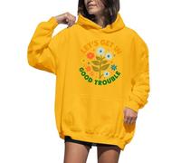 Sweat à capuche avec imprimé floral « Lets Get In Good Trouble » pour femme, jaune, L