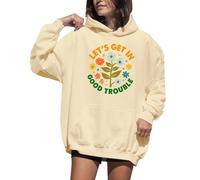Sweat à capuche avec imprimé floral « Lets Get In Good Trouble » pour femme, Khika., S