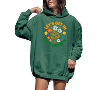 Sweat à capuche avec imprimé floral « Lets Get In Good Trouble » pour femme, Vert, L