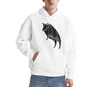 Sweat à capuche avec motif chauve-souris dans un style gothique minimaliste pour les loisirs, Noir , XL