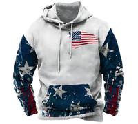 Sweat à capuche avec motif drapeau américain pour homme, sweat à capuche tendance et unique avec cordon de serrage, pull à capuche décontracté ample avec grande poche à l'automne