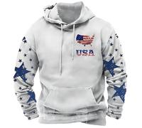Sweat à capuche avec motif drapeau américain pour homme, sweat à capuche tendance et unique avec cordon de serrage, pull à capuche décontracté ample avec grande poche à l'automne