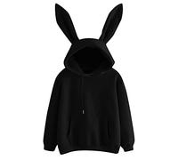 Sweat à capuche avec oreilles de lapin - Avec oreilles de lapin - Solide - Avec oreilles de lapin - Pour jeunes - Manches longues - Avec oreilles de lapin, Noir , S