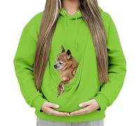 Sweat à capuche avec poche kangourou pour animal de compagnie - Mains libres - Confortable - surdimensionné, Za-green, M