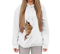 Sweat à Capuche avec Poche pour Chat et Pochette Kangourou Pull de Transport pour Chat et Chien Pull à Manches Longues Hoodie Femme avec Poches Portables pour Les Amoureux des Animaux Domestiques