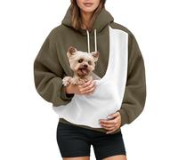 Sweat à capuche avec poche pour chat, motif chaton, sac de transport pour animal de compagnie, pochette de transport pour chien, chiot, meilleur ami, sweat à capuche avec capuche, vert militaire, S