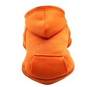 Sweat à capuche avec poche pour chiot - Pull d'automne pour chien de petite et moyenne taille fille - Vêtements d'hiver pour animaux domestiques - Pull pour chien avec fermeture éclair (orange, L)