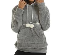 Sweat à capuche avec poche pour femme - Mode hiver doux avec capuche - Vêtements d'automne avec cordon de serrage - Capuche avec poche épaisse - Couleur unie - Hiver Automne 2026 - Pays esthétique Y2K