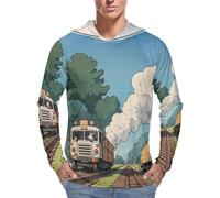 Sweat à capuche avec protection solaire UPF 50+ pour homme, locomotive rurale fumeur à manches longues, chemise légère à séchage rapide UV, Style :, Taille XL