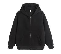 Sweat à capuche basique uni à fermeture éclair pour homme en polaire lourde décontracté confortable à manches longues avec poches pour sports de plein air pour tenue décontractée et entraînement, Noir