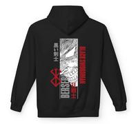 Sweat à capuche Berserk - Black Swordman Guts avec capuche et poche unisexe Anime Manga doux à l'intérieur en peluche Idée cadeau Noir., Noir, XL