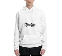 Sweat à Capuche Blanc avec Un imprimé Graphique Original « Evolution » en Typographie Liquide - Une œuvre d’Art tournée vers l’Avenir, Coupe Ample XXL