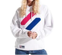 Sweat à capuche Blanc Femme Superdry Code Logo - Manches longues - Coupe large - 100% coton XS/S