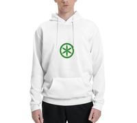 Sweat à Capuche Blanc orné d'un Motif Floral Vert à Six Fleurs - imprimé Artistique Nature et symbolisme, Coupe Ample - 3XL