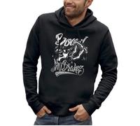 Sweat à capuche BOARD NO BRAKES - Crâne punk sur un skateboard - PIXEL EVOLUTION - Homme L