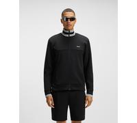 BOSS Sweat zippé en coton mélangé avec finitions à rayures - Style FZ Zone, 50543081 Noir M