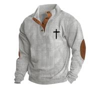 Sweat à capuche boutonné à col montant pour homme - Sweat à capuche de qualité supérieure pour homme Automne Hiver Manches longues Pull décontracté rétro Sweat ample respirant imprimé pull tendance