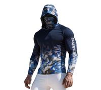Sweat à capuche camouflage à manches longues avec protection solaire pour homme - Séchage rapide - Pour sports de plein air, randonnée, course à pied, entraînement, Y01-bleu marine, L