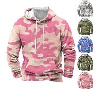 Sweat à capuche camouflage surdimensionné pour homme - Sweat à capuche décontracté camouflage - Pull confortable en polaire - Pull tendance uni à manches longues - Patchwork avec poches, blanc, S