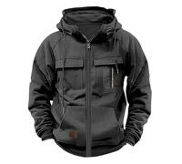 Sweat à capuche cargo pour homme, fermeture éclair intégrale, vêtement d'extérieur tactique coupe-vent de couleur unie, vêtements de sport en plein air, légers, vêtements de sport décontractés, vestes