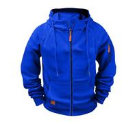 Sweat à capuche cargo pour homme - Solide - Manches longues - Col zippé - Pull d'extérieur classique surdimensionné avec poches et cordon de serrage - Tendance - Streetwear décontracté et confortable