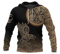 Sweat à Capuche Celtic Raven Totem, Noeud Celtique Viking Imprimé en 3D, Sweat-shirt Décontracté à Manches Longues, Couple Summer Harajuku Fashion Street T-shirt en Maille Respirante(Pullover Hoodie,X