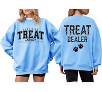 Sweat à capuche certifié Treat Dealer pour femme avec imprimé patte de chien, Carolina Blue-y, L
