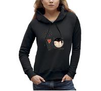 Sweat à capuche CHAT - PIXEL EVOLUTION - Femme - Noir - Manches longues - Col capuche XS