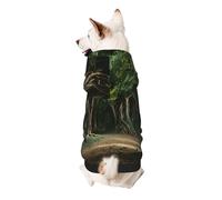 Sweat à capuche chaud avec imprimé arbre pour petits chiens, doux et respirant, facile à porter pour l'hiver et l'automne, pull à capuche pour temps froid
