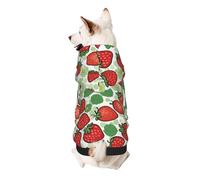 Sweat à capuche chaud avec imprimé fraise pour petits chiens, doux et respirant, facile à porter pour l'hiver et l'automne, pull à capuche pour temps froid