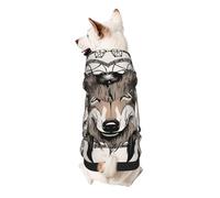 Sweat à capuche chaud avec imprimé loups et attrape-rêves marron pour petits chiens, doux et respirant, facile à porter pour l'hiver et l'automne, pull à capuche pour temps froid