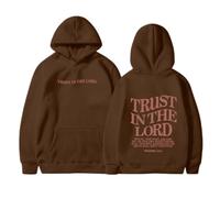Sweat à capuche chaud doublé en polaire pour femme Trust In The Lord Tendance Automne Isolé avec capuche pour adolescents Jésus Lettre à manches longues Graphique chrétien pour femmes avec doublure en